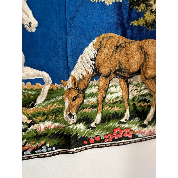 Vintage Italian Velvet Horse Tapestry - Picture 3 of 5